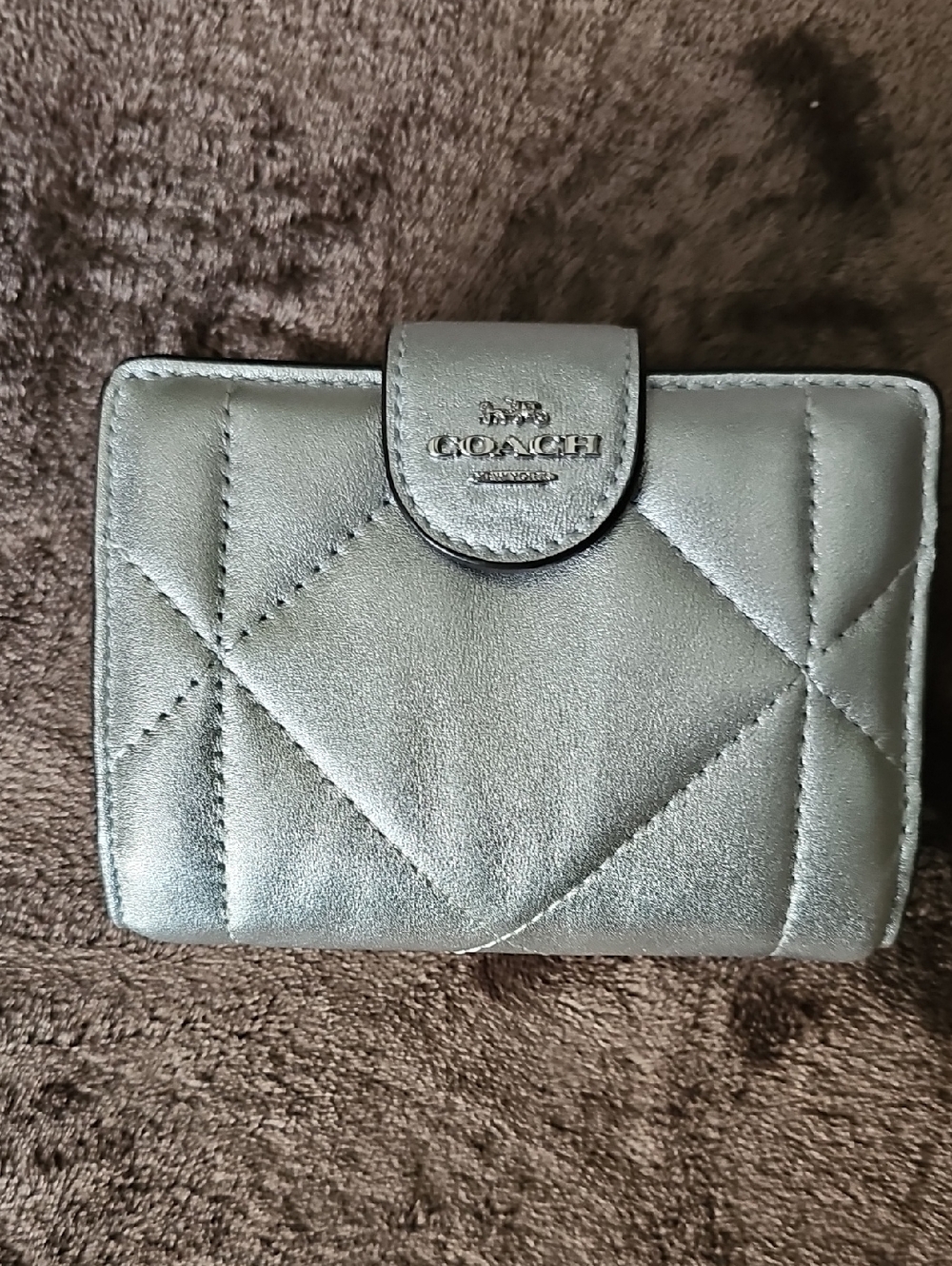 Coach Quilted Metallic Wallet - Silver